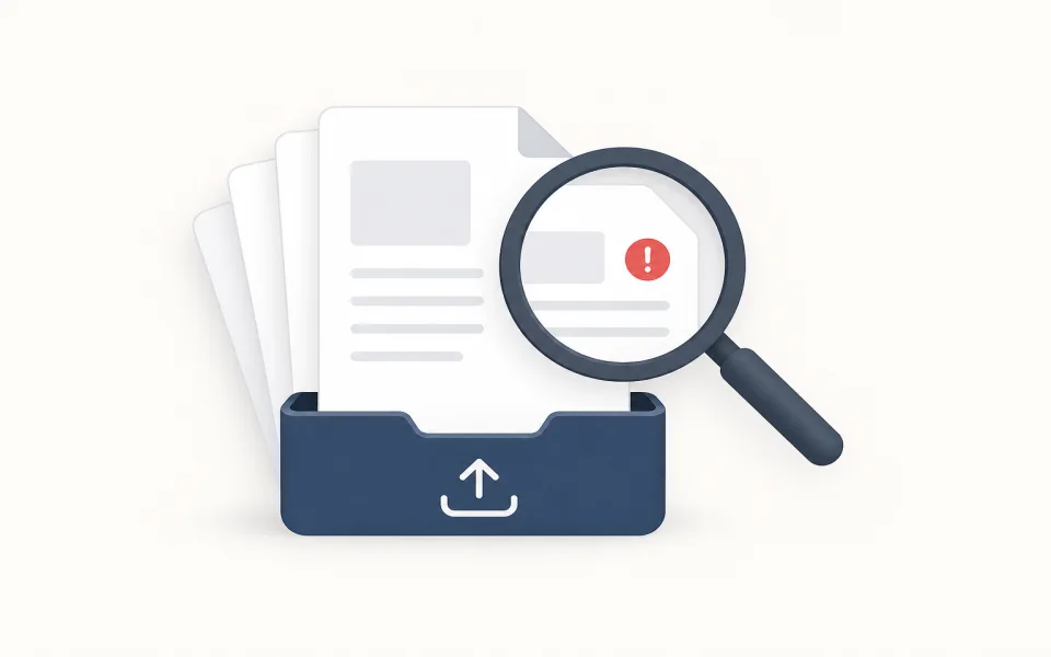 Uploaded visa documents being scanned for a hidden warning