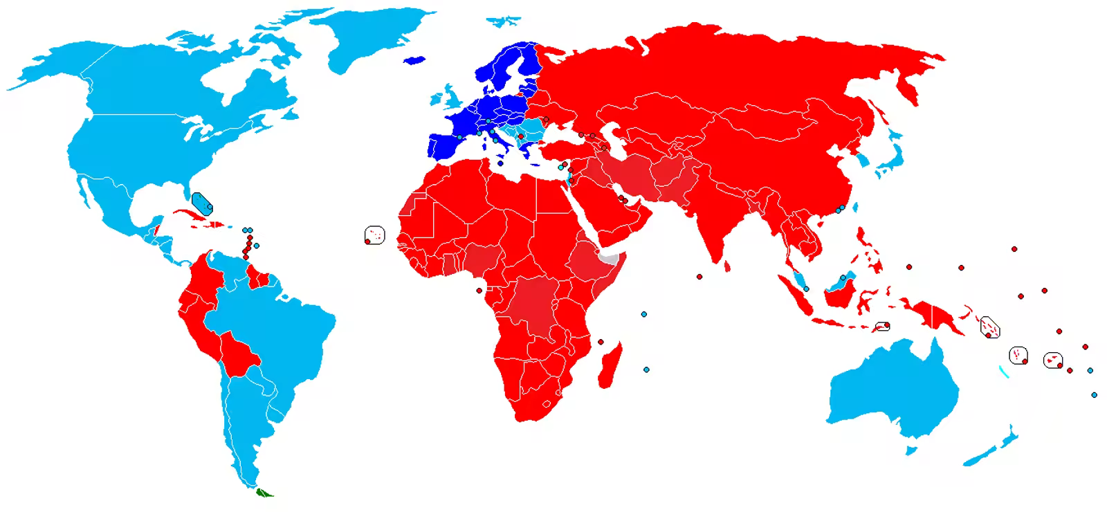 World map highlighting the Schengen area in Europe, useful for checking whether a policy is valid across the full territory.